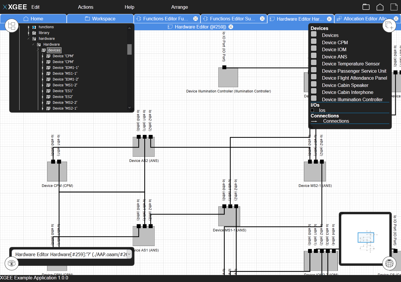 View of the XGEE example application