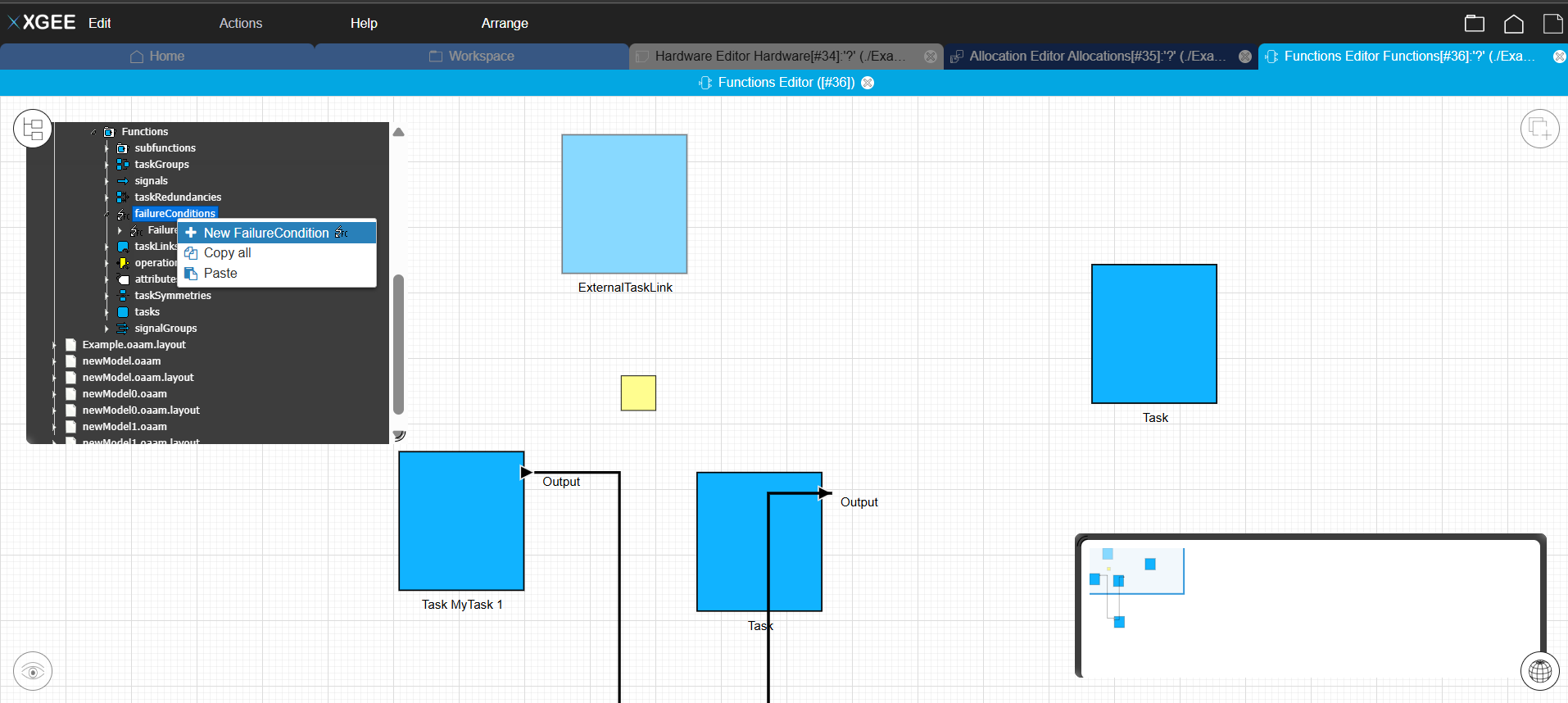function editor with Failure Condition element using Geometric Shape
